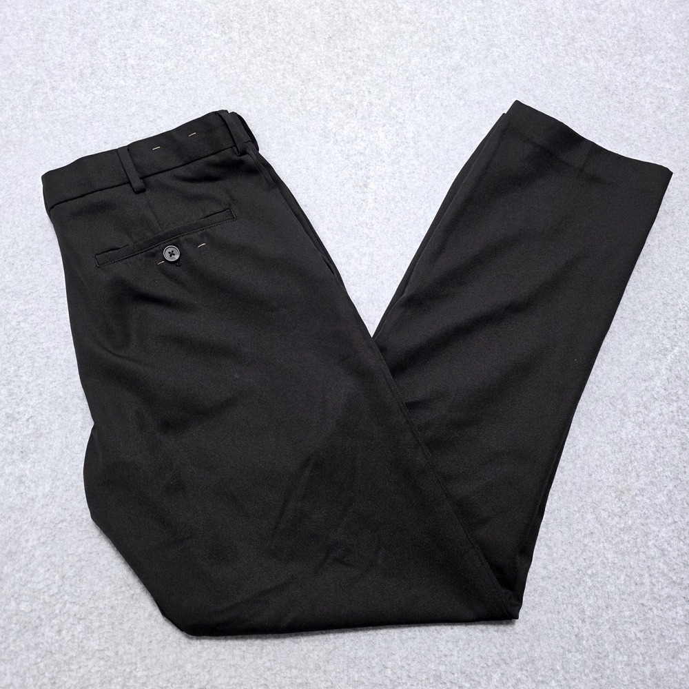 Van Heusen Men's 34x30 Slim Fit Dress Pants Black Flat‎ Front Trousers (Altered)